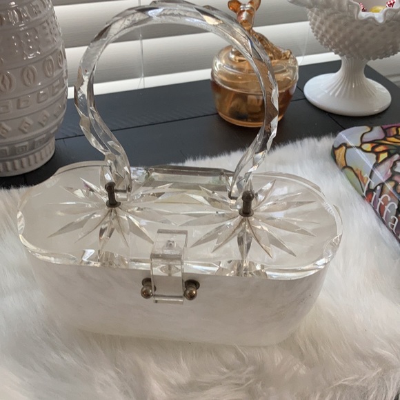 Handbags - Vintage small lucite clear handbag